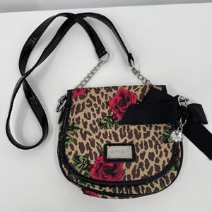 Betsey Johnson Animal And Floral Print Vintage Crossbody Small Faux Leather Bow - Picture 1 of 11