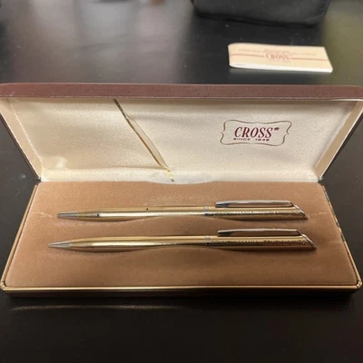 Quill Pen And Pencil Set In Box Vintage penn truck lines in cross case - Imagem 1 de 4