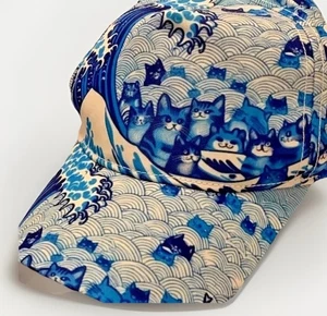 Katze Hut Kitsch Grafik blau Boho Strand Kätzchen Festival Trucker Snapback Geschenk Spaß - Bild 1 von 15