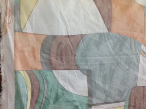 Baumwollstoff mit abstraktem Druck Meterware pastell pfirsich blau gelb grün Designer - Bild 1 von 2