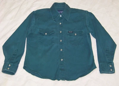 Camisa Western LS verde Wrangler para niños con broches de presión de perlas - M (7-8) Foto 1 de 4