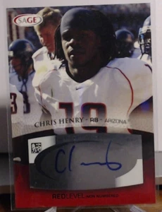 2007 SAGE CHRIS HENRY ROOKIE AUTO RED A23 ARIZONA TITANS - Picture 1 of 2