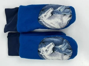 Unbranded Mittens Unisex One Size Blue Horses Polyester Lenght 11in - Picture 1 of 6