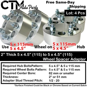 4P 2" THICK 5x4.5" TO 5x4.5" WHEEL ADAPTER 82 C.B 1/2 STUD FIT JEEP PONTIAC MORE - Picture 1 of 4