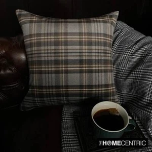 Gray Winter Plaid Throw Pillow Cover Holiday Velvet Pillowcase - Plaidscape Gray - Picture 1 of 10