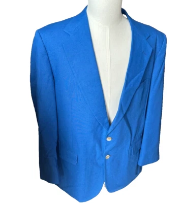Blazer New Castle & York azul cobalto 2 botões mistura de linho algodão tamanho 44R - Imagem 1 de 4
