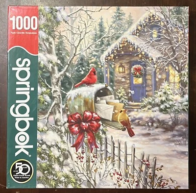 Springbok Winter Cottage 1000 Piece Puzzle Winter Snow Scene USA Complete NICE - Image 1 of 3