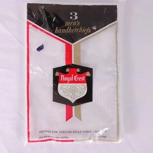 Herren Taschentuch 3er Set Hergestellt in den USA Royal Crest Vintage NEU - Bild 1 von 4