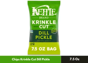 Kettle Brand Potato Chips Krinkle Cut Dill Pickle, 7.5 Oz - Picture 1 of 4