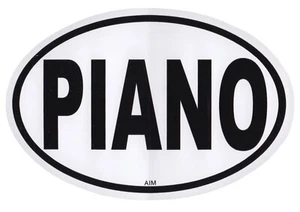 AIM musical gifts novelty oval bumper sticker "PIANO" 11.5cm X 7.5cm Free Post - Picture 1 of 2