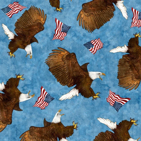Tela American Eagle, BTY, All American Eagle, QT Fabrics 27616B, TheFabricEdge Foto 1 de 1