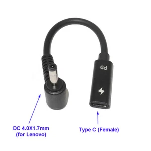USB TypeC to 4.0x1.7mm Tip PD Charger Cable Power cable for Lenovo Laptops - Picture 1 of 6