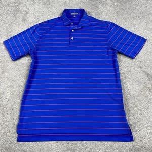 Peter Millar Summer Comfort Polo Shirt Mens Large Blue Pink Stripes Stretch EUC - Picture 1 of 11