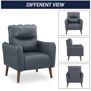 1/2 Set Modern Accent Single Sofa PU Leather Upholstered for Bedroom, Apartment - Picture 1 of 15