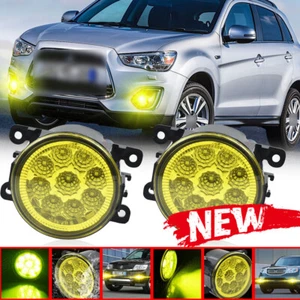 Yellow Bumper Fog Lamp Light Fit Mitsubishi Outlander Sport ASX RVR 2007-2020 - Picture 1 of 12