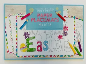 Easter PAPER  Placemats Pad of 36 16"X11" Activity & Coloring Tableware - Picture 1 of 2