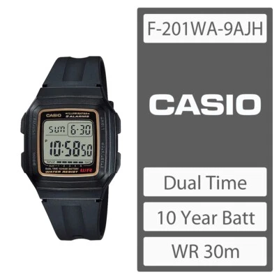 Reloj digital clásico con batería CASIO F-201WA-9AJH de 10 años Foto 1 de 3