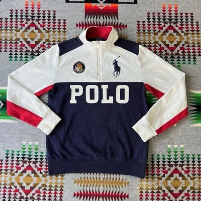 Sudadera Polo Ralph Lauren Juvenil L 14-16 Parche Galletas 1/4 Cremallera Pullover C8 Foto 1 de 4