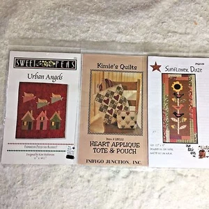 Lot (3) Quilt Applique Patterns Wall Hanging Tote Bag  - Picture 1 of 2