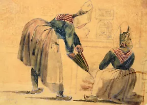 Thomas Shotter-Boys 1803-1874 zugeschrieben/ Aquarell "The Bonne making my fire" - Picture 1 of 12
