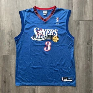 VTG Reebok Philadelphia 76ers Allen Iverson Jersey Mens XL Blue - Picture 1 of 12