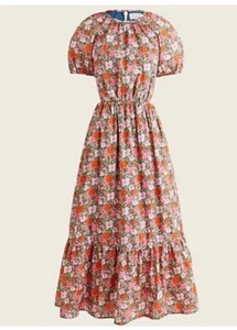 Vestido de algodón J.CREW x Liberty tela pradera prado canción corte lateral talla 14 Nuevo con etiquetas - Imagen 1 de 10