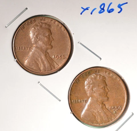 1956-P + 1956-D USA Lincoln Wheat Cent Set - INV# X-1865   🇺🇸 Cover