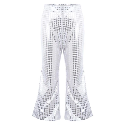 Girls Glitter Wide Leg Bell Bottoms Hip Hop Jazz Street Latin Dance Flare Pants - Image 1 of 3