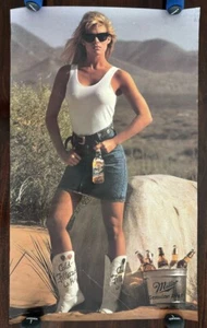 Affiche bière vintage originale 1990 Miller MGD Babe blonde chaude bar à pinup - Photo 1 sur 6