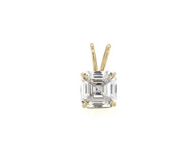 Colgante de circonita cúbica corte Asscher amarillo/blanco/oro 14k Foto 1 de 4