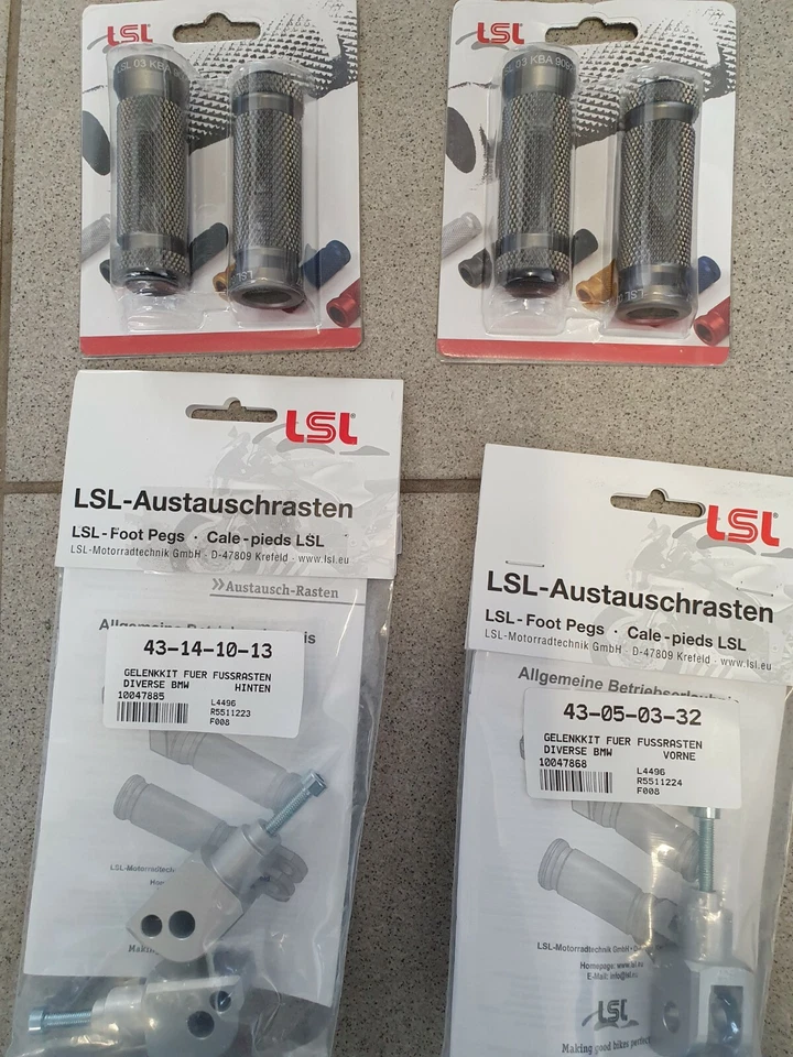 BMW S1000RR 2015, 2016 Satz Austauschrasten LSL mit Gelenkadaptern vorne hinten - Bild 1 von 1