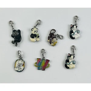 Webkinz Vintage Lot 7 Original Charms Monkey Panda 2 Kitty Cats Banana Letter W - Picture 1 of 10