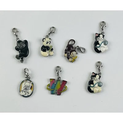 Webkinz Vintage Lot 7 Original Charms Monkey Panda 2 Kitty Cats Banana Letter W - Image 1 of 4