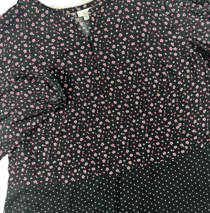 J.Jill Blusentop Blumenmuster Langarm Damen 4X Viskose Bauer Boho schwarz - Bild 1 von 10