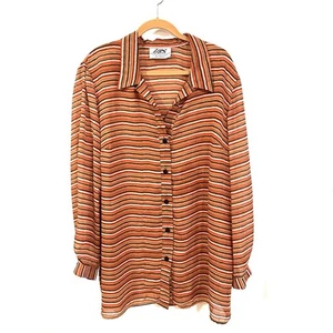 Vintage HBS 2X gestreifte Bluse Knopfleiste 70er transparent gestreift Mod Retro - Bild 1 von 8