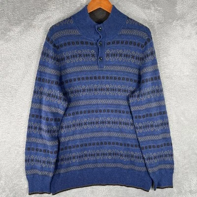 Suéter Jos A Bank Reserve Para Hombres Grande Fair Isle Tejido Pullover Botón Mezcla Lana Foto 1 de 4