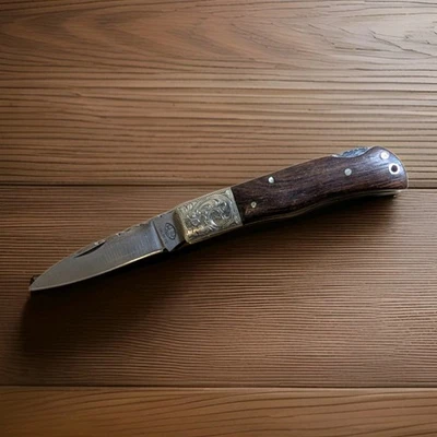 Handmade Pocket Knife Wavy Spine Design Made In Uvalde, TX HJR Stamped Rare - Image 1 of 4