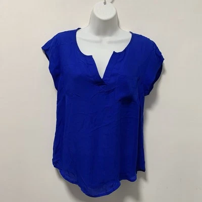 SilkLand Vibrant Blue Cap Sleeve Notched Collar Blouse XS. NWT.  - Image 1 of 4