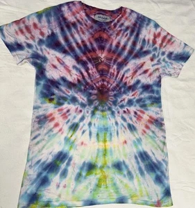 Camiseta para adultos mediana tie dye cuello redondo púrpura rojo azul verde ojo de buey disperso - Imagen 1 de 5