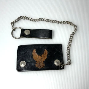 Portafoglio camionista vintage Harley Davidson pelle iconico aquila con passante cintura catena - Foto 1 di 3