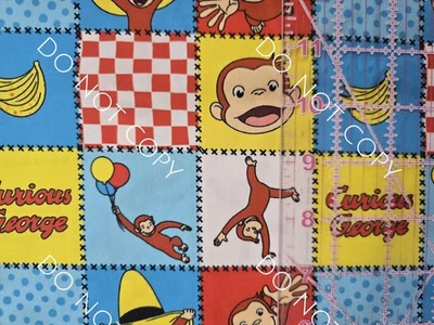 Custom Cotton Woven Fabric TV Show Curious George Square by the 1/4 Yard 9x56 V2 - Image 1 of 2