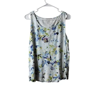 J Jill White Floral Printed Shirttail Tank Top Size Medium - Picture 1 of 6