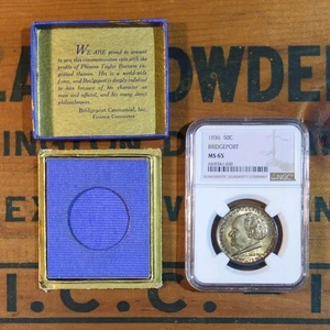 1936 Bridgeport Commemorative Half Dollar NGC MS-65, Rare Original Box - Picture 1 of 8