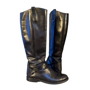 TORY BURCH Mujeres Cuero Negro Botas de Montar Altas Galeón EE. UU. 7 M Derby Ecuestre - Imagen 1 de 16