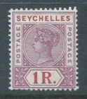 SEYCHELLES QV 1897-1900 SG34 1r Br Mauve & Dp Red Die II Wmk Crown CA LM Cat £20