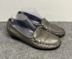 SAS Easier Tripad Shoes 9.5 M Silver Metallic Slim Leather Loafer Comfort - Picture 1 of 7