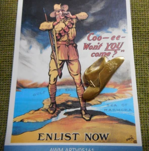 #D389. MODERN SLOUC HAT BADGE ON DARDANELLES  CARD - Bild 1 von 3