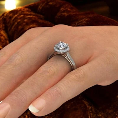 Anillos de compromiso redondos de diamantes naturales de 0,70 quilates de oro multicolor de 14 quilates IGI o GIA Foto 1 de 4