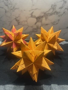 3 x Origami Stern orange 14 cm Deko Weihnachten Geschenk - Bild 1 von 3