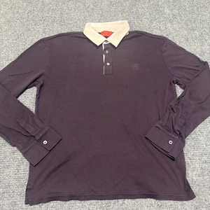 Isaia Napolo Polo Shirt 2XL Medium Purple Long Sleeve Pique Cotton Wool - Picture 1 of 14
